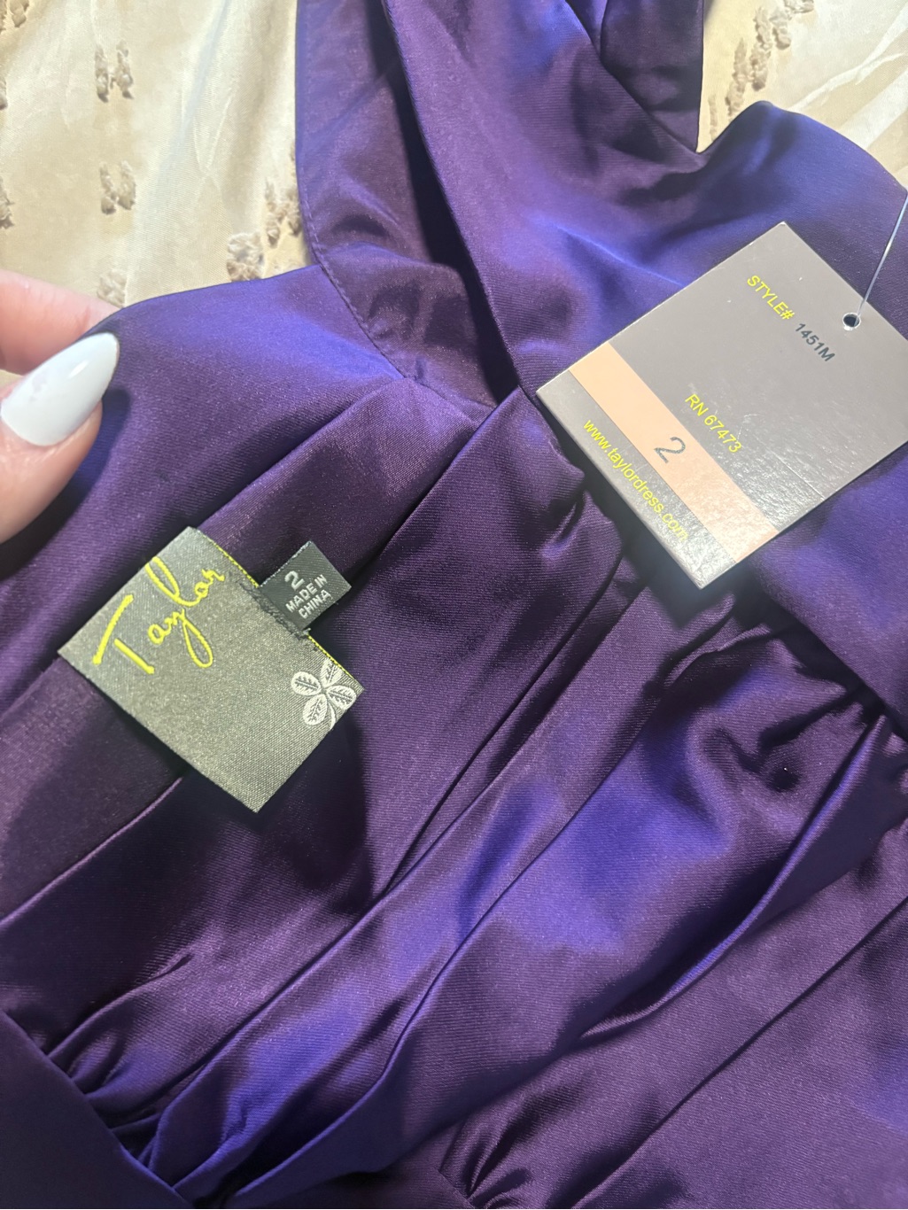 Taylor Purple Ruched Square-Neck Mini Dress — image 7 of 7